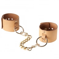 Kajdanki skórzane - Bijoux Indiscrets Maze Wide Cuffs Brązowy