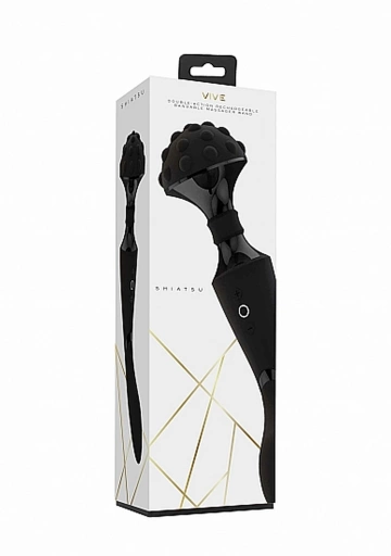 Vive Shiatsu Bendable Massager Wand Black - Wibrator wand z dwoma silnikami Czarny ⚫ DARMOWA DOSTAWA od 299zł ⚫ DYSKRETNA PRZESYŁKA 24H Z POLSKI ⚫