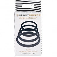 Zestaw pierścieni o-ringów do strap-on - Sportsheets Navy O Ring-4 Pack  