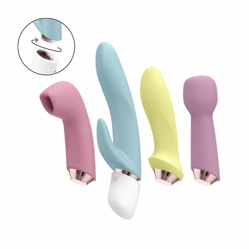 Satisfyer Marvelous Four Air Pulse + Vibrator Set - Wibrator 4 w 1 z wymiennymi końcówkami