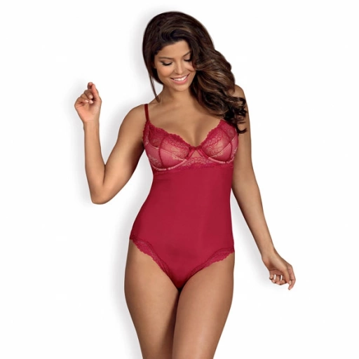 Czerwone seksowne body - Obsessive Rosalyne Teddy Red L/XL