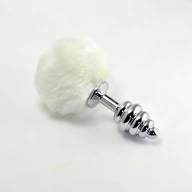 Spiral Pompon Metal Plug  White