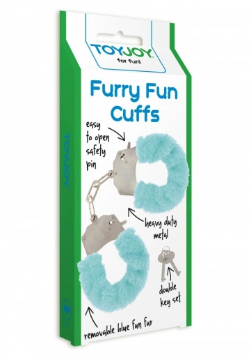 ToyJoy Furry Fun Cuffs Pale Blue Plush - Kajdanki z futerkiem, niebieskie ⚫ DARMOWA DOSTAWA od 299zł ⚫ DYSKRETNA PRZESYŁKA 24H Z POLSKI ⚫