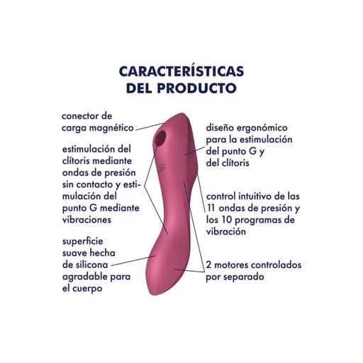 Satisfyer Vibrator Curvy Trinity 3 (Red) - Wibrator 3w1 do punktu G lub łechtaczki Czerwony