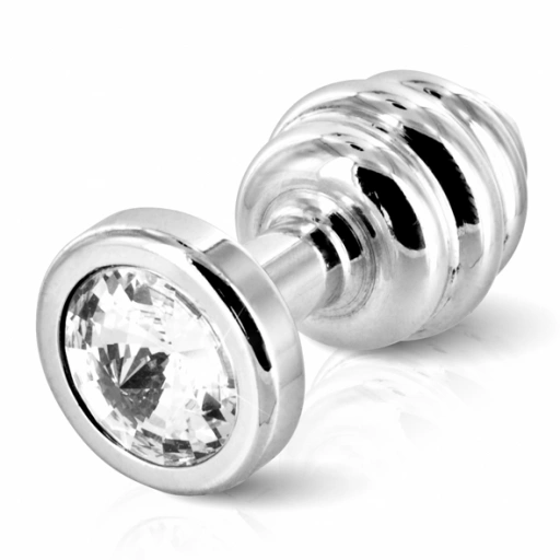 Prążkowany ozdobny plug analny - Diogol Ano Butt Plug Ribbed  Silver Plated 35mm Srebrny