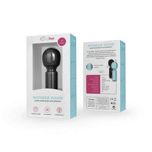 Easytoys Mini Vibe Wand Vibrator Black - Wibrator Wand Czarny ⚫ DARMOWA DOSTAWA od 299zł ⚫ DYSKRETNA PRZESYŁKA 24H Z POLSKI ⚫