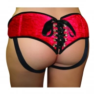 Sportsheets Strap on Plus Size Red Lace & Satin Corsette - Uprząż do strap on, Czerwone