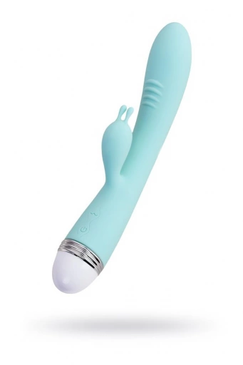 Vibrator with clitoral stimulator Flovetta by Toyfa Iris, silicone, mint, 22 cm