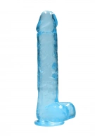 Crystal Clear Dildo z Jądrami 25,4 cm Niebieski | 100% ORYGINAŁ| DYSKRETNA PRZESYŁKA