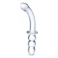 Dildo do punktu G dwustronne - Glas Ribbed G-Spot Glass Dildo  