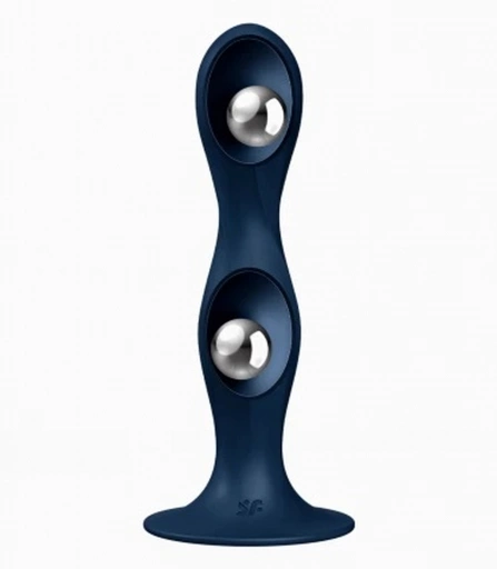 Satisfyer Double Ball-R - Dildo klasyczne z przyssawką, Granatowe ⚫ DARMOWA DOSTAWA od 299zł ⚫ DYSKRETNA PRZESYŁKA 24H Z POLSKI ⚫