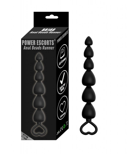 Plug-Power Escorts - Anal Beads Runner - Silicone-Black