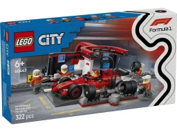 LEGO 60443 City F1 Pit stop i mechanicy z bolidem Ferrari