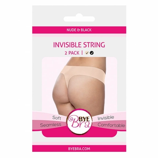 Niewidzialne majtki stringi dwupak - Bye Bra Invisible String Czarny i Beżowy M