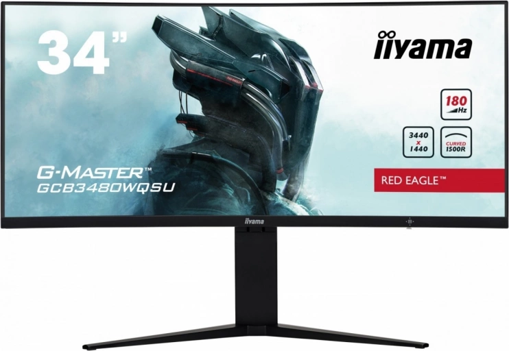 IIYAMA Monitor 34 cale GCB34801WQSU-B1 VA,UWQHD,180HZ,0.4ms,1500R(Curved),   2xHDMI,2xDP,2xUSB 3.2,2x3W,HDR400,HAS(110mm),VESA(1