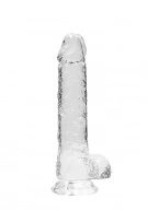 Dildo z Przyssawką i Jądrami Crystal Clear Realrock 20cm Przeźroczysty | 100% ORYGINAŁ| DYSKRETNA PRZESYŁKA