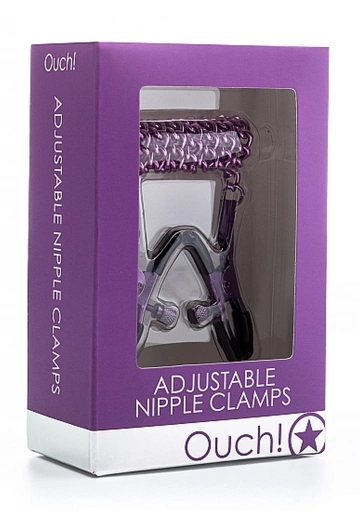 Ouch! Adjustable Nipple Clamps Purple - Zaciski na sutki z łańcuszkiem Fioletowy ⚫ DARMOWA DOSTAWA od 299zł ⚫ DYSKRETNA PRZESYŁKA 24H Z POLSKI ⚫