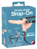 You2Toys Vibrating Double Strap On - Dildo strap on wibrujące, podwójne ⚫ DARMOWA DOSTAWA od 299zł ⚫ DYSKRETNA PRZESYŁKA 24H Z POLSKI ⚫