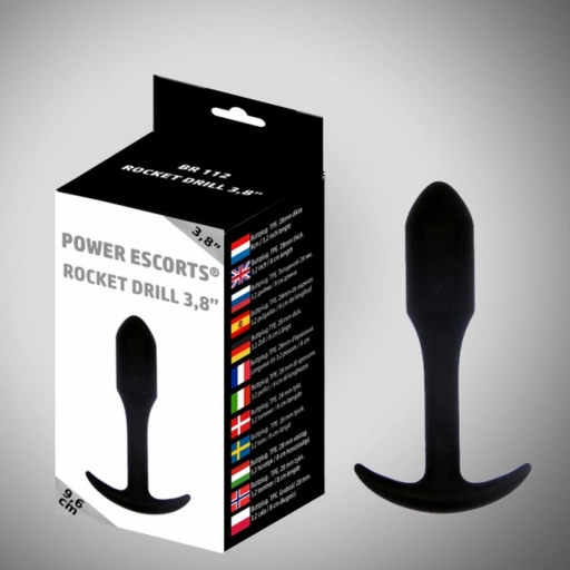 Rocket drill 3,8 inch black  anal plug 3,8  inch / 9,6 cm