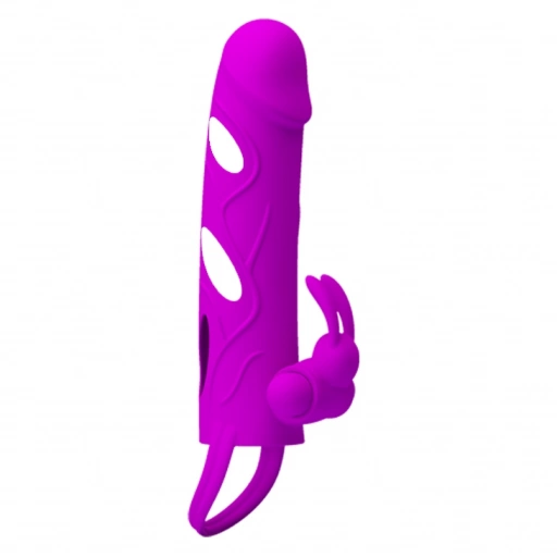 Pretty Love Penis Sleeve With Ball Strap Purple - Wibrująca nakładka na penisa ⚫ DARMOWA DOSTAWA od 299zł ⚫ DYSKRETNA PRZESYŁKA 24H Z POLSKI ⚫