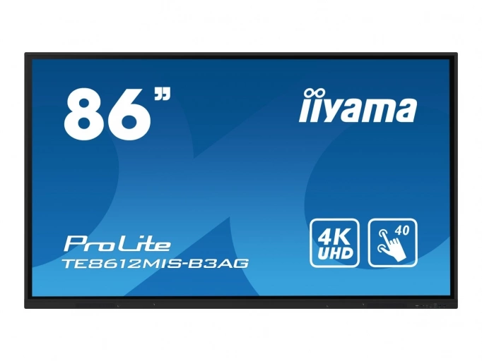 IIYAMA TE8612MIS-B3AG 86inch iiWare10 Android 11 40-Points PureTouch IR with zero bonding 3840x2160 UHD VA panel Metal Housing