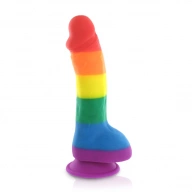 Tęczowe dildo z jądrami LGBT - Pride Dildo Silicone Rainbow Dildo with Balls 