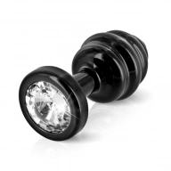 Prążkowany ozdobny plug analny - Diogol Ano Butt Plug Ribbed  Black 25mm Czarny