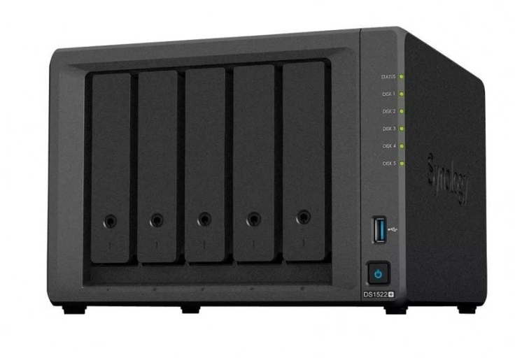 Synology Serwer NAS DS1522+ 5x0HDD AMD Ryzen R1600 2,6Ghz 8GB 4x1GbE RJ45 3Y