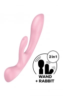 Satisfyer Triple Oh Pink - Wibrator króliczek i wand 2w1, Różowy ⚫ DARMOWA DOSTAWA od 299zł ⚫ DYSKRETNA PRZESYŁKA 24H Z POLSKI ⚫