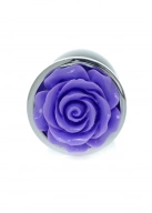 Boss Series Jewellery Silver Plug Rose Purple - Korek analny z ozdobnym kwiatem Fioletowy