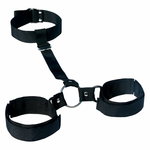 Kajdanki z obrożą - S&M Shadow Neck and Wrist Restraint  