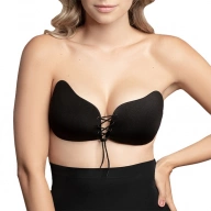 Biustonosz samonośny sznurowany - Bye Bra Lace-It Bra Cup Czarny miseczka E