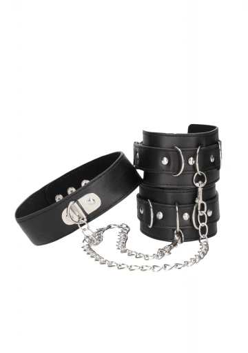 Ouch! bonded leather collar with hand cuffs - Kajdanki z obrożą ⚫ DARMOWA DOSTAWA od 299zł ⚫ DYSKRETNA PRZESYŁKA 24H Z POLSKI ⚫