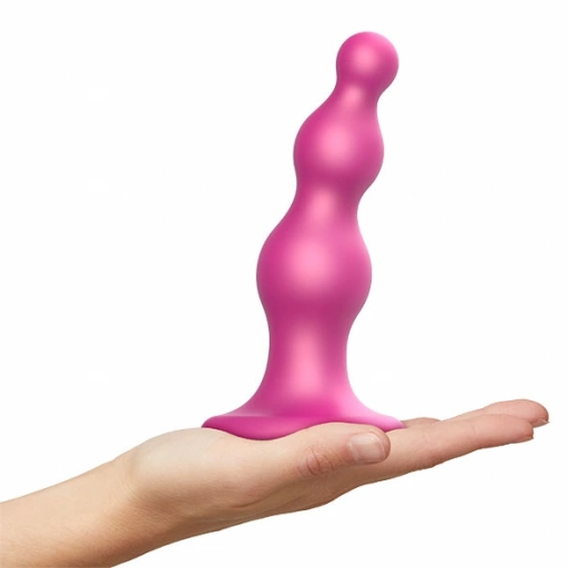 Dildo z kulkami z przyssawką do uprzęży - Strap-On-Me Dildo Plug Beads  Raspberry Pink L