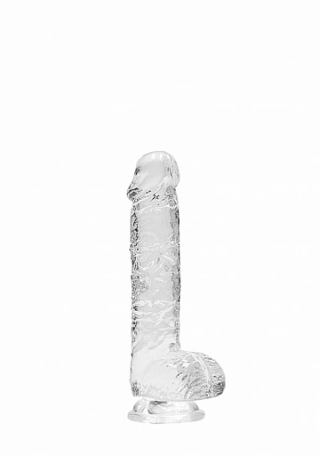 Dildo z Przyssawką i Jądrami Crystal Clear Realrock 15cm Przeźroczysty | 100% ORYGINAŁ| DYSKRETNA PRZESYŁKA