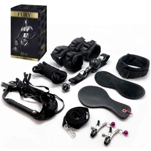 Alive Fury Bdsm Kit Black - Zestaw BDSM ⚫ DARMOWA DOSTAWA od 299zł ⚫ DYSKRETNA PRZESYŁKA 24H Z POLSKI ⚫