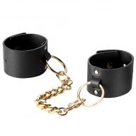 Kajdanki skórzane - Bijoux Indiscrets Maze Wide Cuffs Czarny