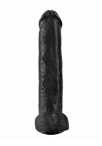 Pipedream King Cock - dildo realistyczne GRUBY OLBRZYM czarne PVC jądra - 38cm (15