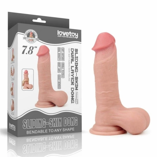 Dildo z Przyssawką i Ruchomą Skórą Lovetoy 19,5cm | 100% ORYGINAŁ| DYSKRETNA PRZESYŁKA