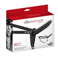 Fetish tentation Vibrating Strap-on Dildo Black USB - wibrujące dildo strap on ⚫ DARMOWA DOSTAWA od 299zł ⚫ DYSKRETNA PRZESYŁKA 24H Z POLSKI ⚫