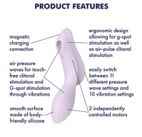 Satisfyer curvy trinity 2 (violet) - Wibrator podwójny soniczny + punkt G, Fioletowy ⚫ DARMOWA DOSTAWA od 299zł ⚫ DYSKRETNA PRZESYŁKA 24H Z POLSKI ⚫