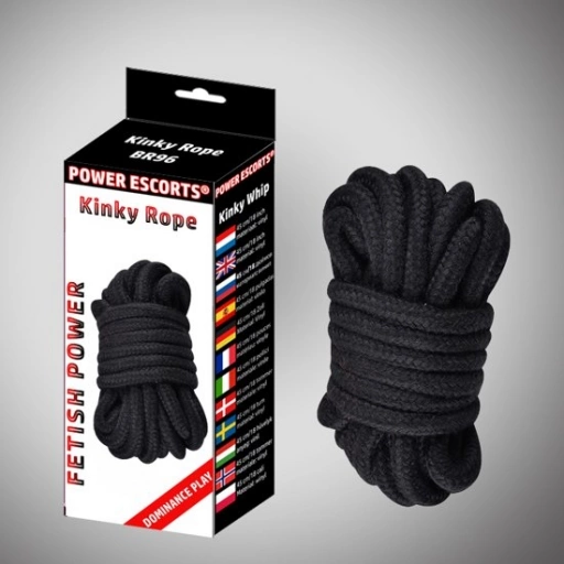 Power Escorts Kinky Rope Black Soft Bondage Rope 5m - Lina do krępowania ⚫ DARMOWA DOSTAWA od 299zł ⚫ DYSKRETNA PRZESYŁKA 24H Z POLSKI ⚫