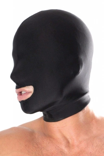 FETISH FANTASY SERIES SPANDEX OPEN MOUTH HOOD BLACK