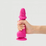 Strap-on-me sliding skin realistic dildo fushia - Dildo z przyssawką strap on M, Różowy