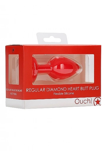 Ouch! Diamond Heart Butt Plug Regular Red - Korek analny z diamentem Czerwony ⚫ DARMOWA DOSTAWA od 299zł ⚫ DYSKRETNA PRZESYŁKA 24H Z POLSKI ⚫