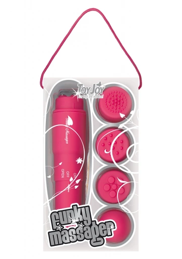 ToyJoy Funky Massager Pink - Wibrator łechtaczkowy z różnymi końcówkami, różowy ⚫ DARMOWA DOSTAWA od 299zł ⚫ DYSKRETNA PRZESYŁKA 24H Z POLSKI ⚫