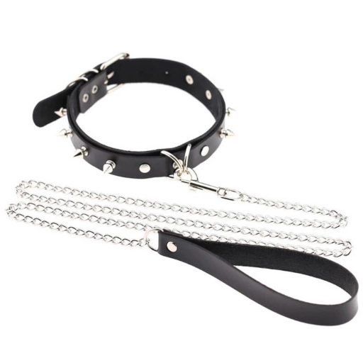 Fetish tentation Choker Spikes and Leash - Obroża ze smyczą ⚫ DARMOWA DOSTAWA od 299zł ⚫ DYSKRETNA PRZESYŁKA 24H Z POLSKI ⚫