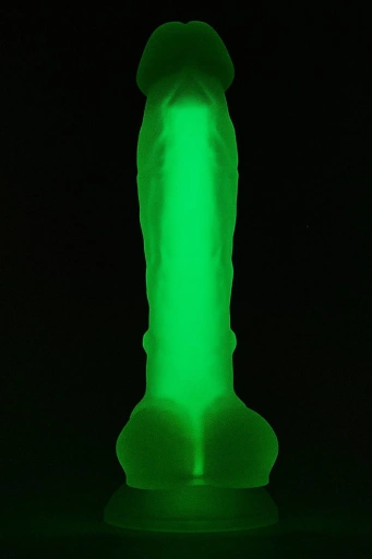 Radiant Glow In The Dark Dildo Small Green - Dildo na przyssawce świecące w ciemności, Zielony