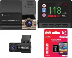 Wideorejestrator NAVITEL RS990 GPS Dual (przód + tył)  4K, ADAS, Prędkościomierz + karta 64GB