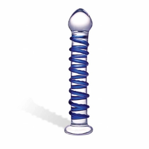 Dildo szklane - Glas Blue Spiral Glass Dildo